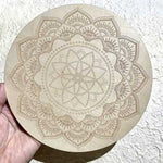 Wooden Crystal Grid Plate Mandala Meditation 20cm - Ai NeGifts & Crystals